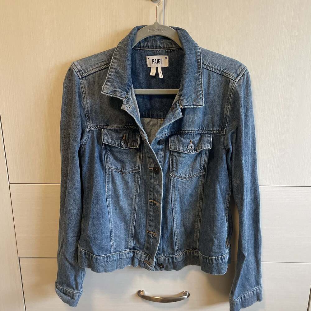 PAIGE Rowan Denim Jacket with Raw Hem in Light Wash